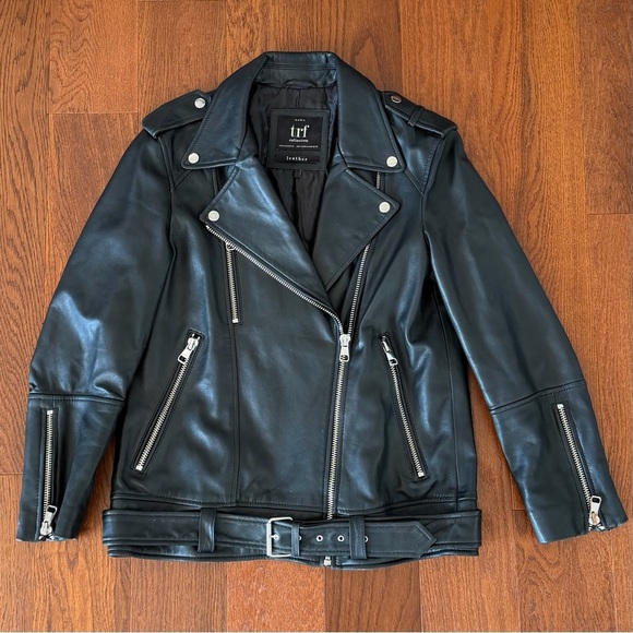 Zara Jackets & Blazers - Zara Trf Leather Oversized Motorcycle Jacket Limited Edition size S/M